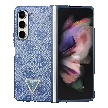 Pouzdro na mobilní telefon Guess 4G PU Leather Triangle Zadní Kryt pro Samsung Galaxy Z Fold 5 modrá (3666339174095)