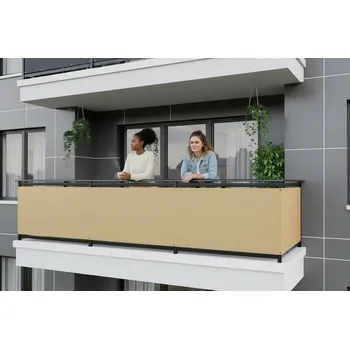 Krycí plachta Balkonová zástěna OSLO béžová, výška 100 cm, šířka různé rozměry MyBestHome Rozměr: 100x300 cm rozteč 50 cm