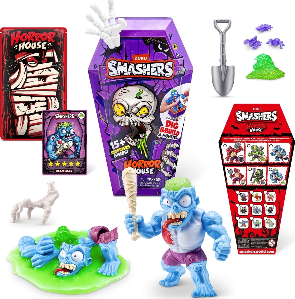 ZURU Smashers – Horror House Coffin Monster (15+ překvapení) – 3 varianty Barva: Modrá