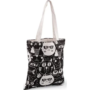 Kabelka Textilní taška bavlněná pes, kočka 34x39 cm černá 1 ks