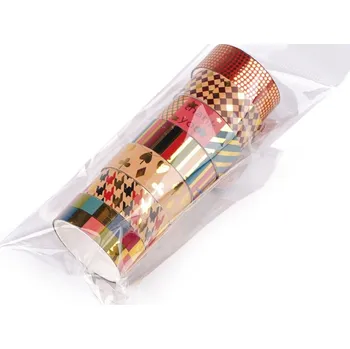 Lepicí páska Ozdobná lepicí páska šíře 15 mm - mix náhodný zlatá (28 ks)