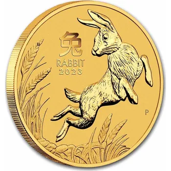 Australský rok zlaté mince Rabbit Lunar III, 2023, 7.78g čistého zlata (vzorek 0,9999)
