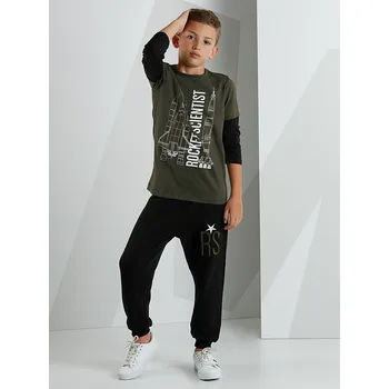 Chlapecké tričko Tričko Denokids Khaki/ Schwarz 9083313 104