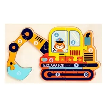 Dřevěná hračka Dřevěné puzzle bagr