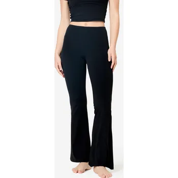 Dámské legíny KIMJALY Flare legíny na jógu a pilates „Breathe" second skin 2XL / W39 L31 ČERNÁ