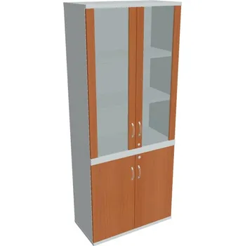 Policová skříň Skříň policová dveřová SZ 5 80 10 (Zámek jednoduchý) - TŘEŠEŇ , ŠEDÁ