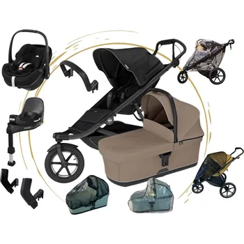Kočárek Akční MAXI set Thule Urban Glide 3 UNI s autosedačkou Pebble 360 PRO2 Barva korbičky:: Tinted Taupe, Barva kočárku:: Black, Barva autosedaček:: Twillic Black