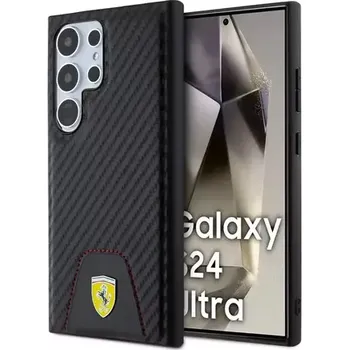 Pouzdro na mobilní telefon Ferrari PU Leather Bottom Carbon Zadní Kryt pro Samsung Galaxy S24 Ultra černá (3666339242589)