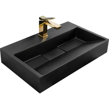 Umyvadlo Rea Konglomerátové umyvadlo na desku GOYA 60 cm - černé matné