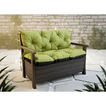 Zahradní lavice Prošívané sezení ELIAS, polstr na zahradní lavici - sedák s opěrkou, OLIVOVÁ color 32, různé rozměry, Mybesthome Rozměr: 100x60x50 cm