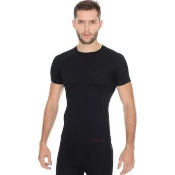 Pánské tričko Pánské tričko Brubeck Active Wool s krátkým rukávem Barva Black, Velikost XXL