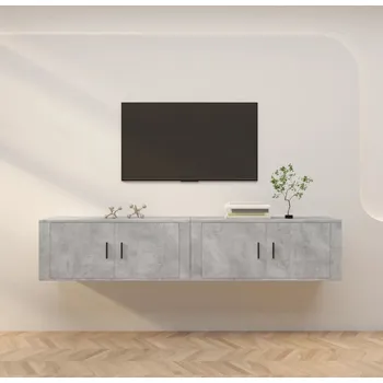 Obývací stěna vidaXL Nástěnné TV skříňky 2 ks 100 x 34,5 x 40 cm [3188367] Barva: Betonová šedá