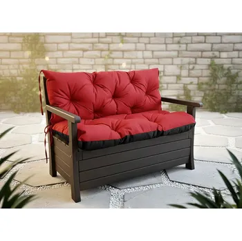 Zahradní nábytek Prošívané sezení ELIAS, polstr na zahradní lavici - sedák s opěrkou, ČERVENÁ color 11, různé rozměry, Mybesthome Rozměr: 200x60x50 cm