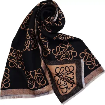 Šátek Dámská kašmírová šála Dan5148 černo-camel velikost uni