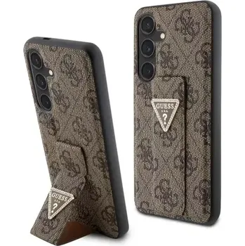 Pouzdro na mobilní telefon Guess PU Grip Stand 4G Strass Triangle Metal Logo Zadní Kryt pro Samsung Galaxy S24 hnědá (57983119497)