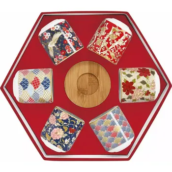 Easy Life, Itálie Easy Life - Sada šálků a podšálků a bambusových podšálků na kávu Okinawa 6 ks - 110 ml