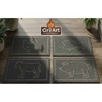 KamenyNaGril Lávový grilovací kámen GrilArt 50x30 cm – Zvířecí edice vyber si své zvíře: Prase – ideální pro vepřové speciality