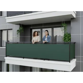 Krycí plachta Balkonová zástěna OSLO zelená, výška 90 cm, šířka 700 cm rozteč 25 cm y MyBestHome Rozměr: 90x700 cm rozteč 25 cm