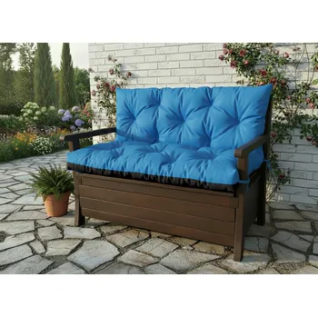 Zahradní lavice Prošívané sezení JONAS color 39 MODRÁ různé rozměry, polstr na zahradní lavici - sedák s opěrkou, Mybesthome Rozměr: 100x60x50 cm
