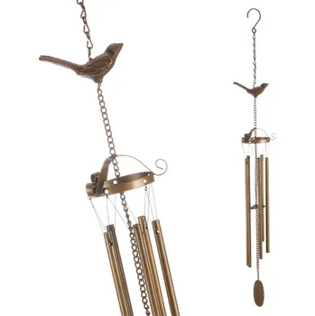 Velikonoční dekorace Autronic Zvonkohra kovová - s ptáčkem, barva měděná, sada 2 ks
