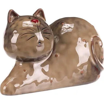 Autronic Kočka - keramická figurka, ležící, vel. L, hnědá, sada 3 ks