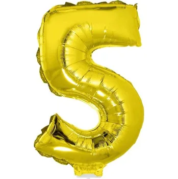 Foliový balónek s tyčkou číslo 5 zlatý 41cm