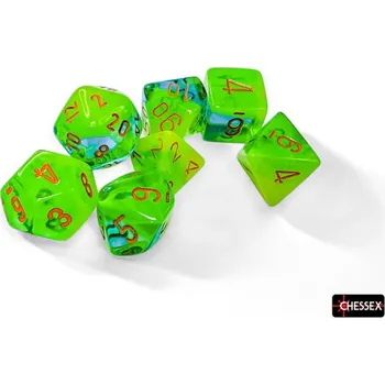 Příslušenství k deskovým hrám Chessex Sada 7 kostek Chessex - Gemini Plasma Green - Teal / orange- 26470