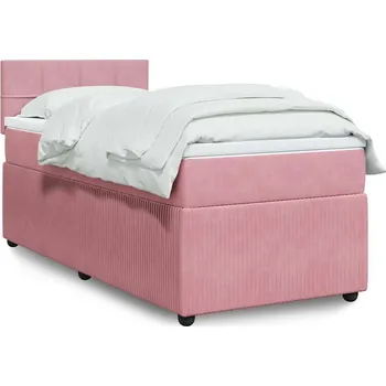 Postel vidaXL Box spring postel s matrací 80 x 200 cm samet [3287594] Barva: Růžová