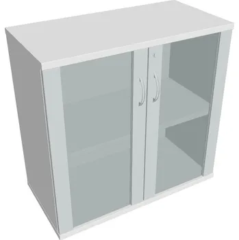 Policová skříň Skříň dveře sklo SZ 2 80 02 Zámek jednoduchý - ŠEDÁ , BÍLÁ