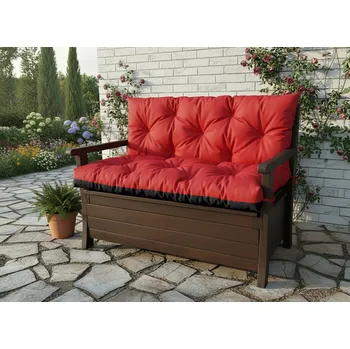 Zahradní lavice Prošívané sezení JONAS color 10 ČERVENÁ různé rozměry, polstr na zahradní lavici - sedák s opěrkou, Mybesthome Rozměr: 120x60x50 cm