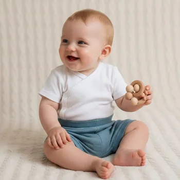 Kojenecké šaty Baby Service Kraťasy vzor obdélníky modrá Vel. 62