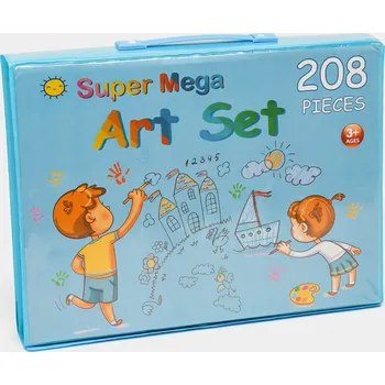 Výtvarná sada Velká kreativní sada na kreslení a malování – 208 dílů v kufříku - Modrá