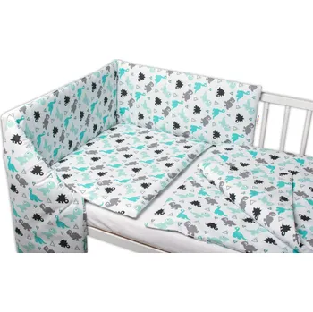 Povlečení Baby Nellys 3-dílná sada Mantinel s povlečením Dinosauři bílá 135x100 cm Baby Nellys