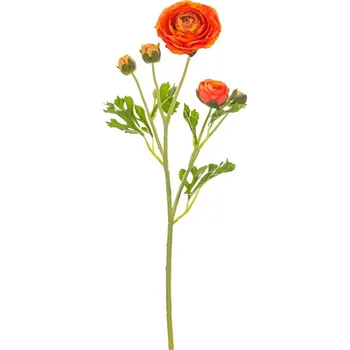umělá květina Autronic Ranunculus - umělý řezaný, květy s poupaty, oranžový, sada 6 ks