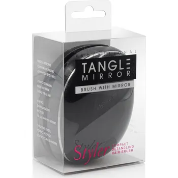 hřeben Tangle miror černý - kartáč na rozčesávání vlasů se zrcátkem.