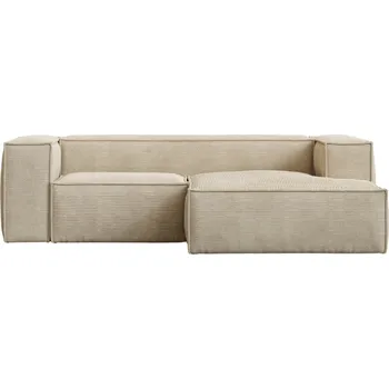 Pohovka Kave Home Béžová manšestrová rohová pohovka Blok 240 cm, pravá