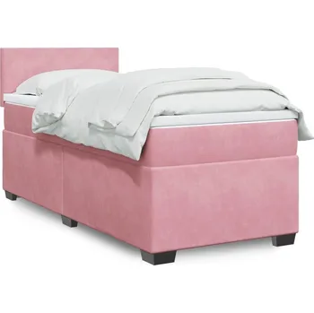 Postel vidaXL Box spring postel s matrací 80 x 200 cm samet [3286158] Barva: Růžová