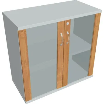 Policová skříň Skříň dveře sklo SZ 2 80 02 Zámek jednoduchý - OLŠE , ŠEDÁ