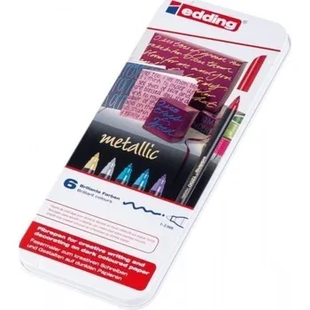 Zvýrazňovač Edding 1200 Fixy - sada 6 ks v kovové krabičce