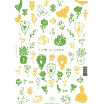 Velikonoční dekorace Be Nice Samolepky Veselé Velikonoce zelené a žluté