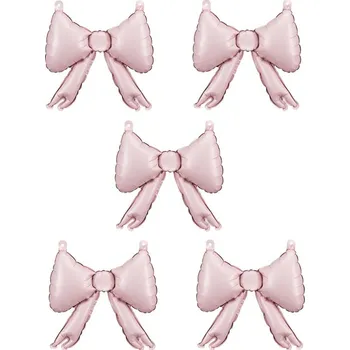 PartyDeco Balónek fóliový růžová mašle do girlandy 5 ks