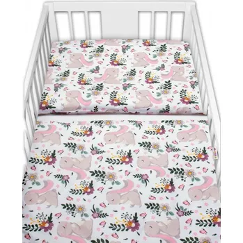 Povlečení Baby Nellys 2-dílné bavlněné povlečení Králíček na louce růžová bílá 135x100 cm Baby Nellys