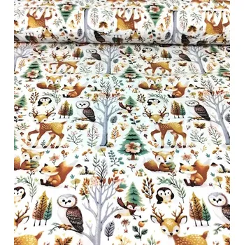 Bavlněná látka lesní sova na stromě | RTex