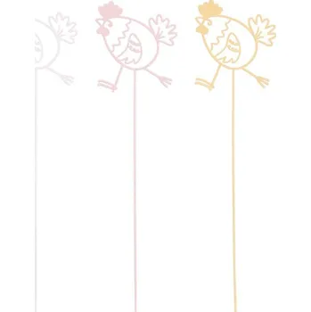 Vánoční dekorace Autronic Kuře na zápichu - kov, vel. L, mix 3 barev, cena za 1 ks, sada 12 ks