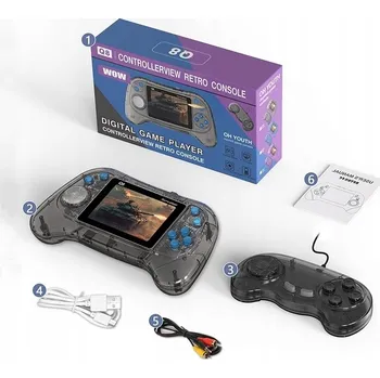 Herní konzole Přenosná retro herní konzole Q8 – 800 her, TV připojení + 2 ovladače