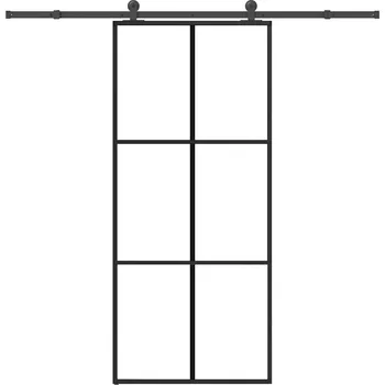 Interiérové dveře vidaXL Posuvné dveře s kováním 90x205 cm ESG sklo a hliník [3332819]