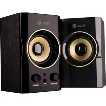 C-TECH repro SPK-11, 2.0, dřevěné, černo-zlaté, USB SPK-11