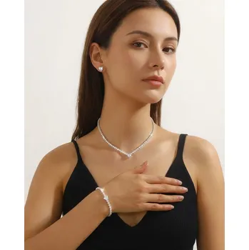 Souprava šperků B-TOP Svatební souprava šperků se srdíčky – náhrdelník, náramek a náušnice