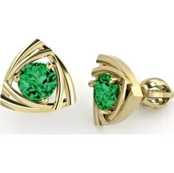 Náušnice Couple, Peckové náušnice Triola, žluté zlato se zeleným zirkonem, 585-66-3-0672.0Z00.0.00.006.05