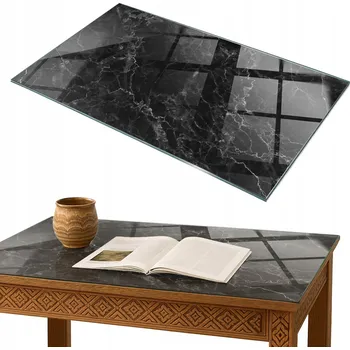 Konferenční stolek Stolní deska Tvrzené Sklo Dekorativní mramorový vzor s žilkami 100x70 cm